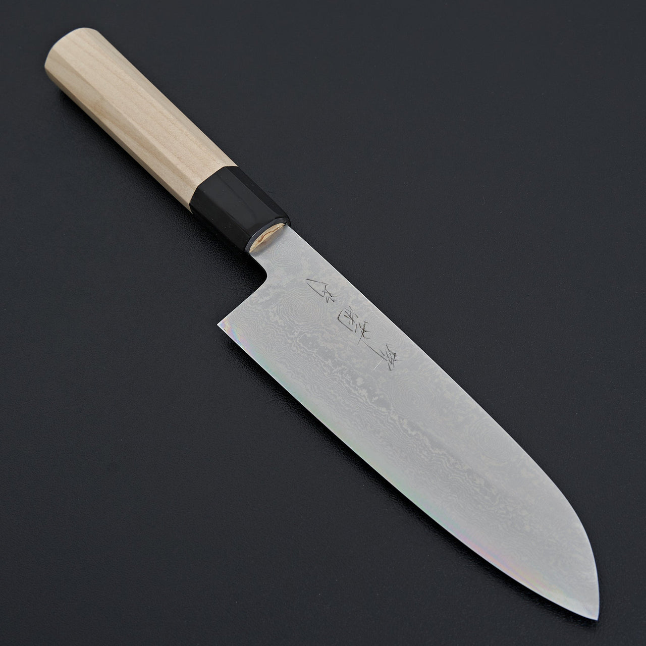 Sakai Kikumori Ginsan Damascus Santoku 180mm-Knife-Sakai Kikumori-Carbon Knife Co